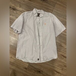 Ariat Men’s Medium White Geometric Print Short Sleeve Button Down Shirt